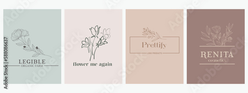flowers logo design template concept collection