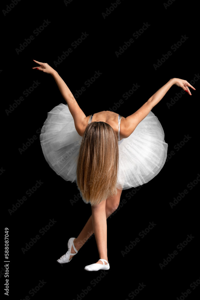 portrait of a ballerina in a pose, black background portrait of a ballerina in a pose, black background