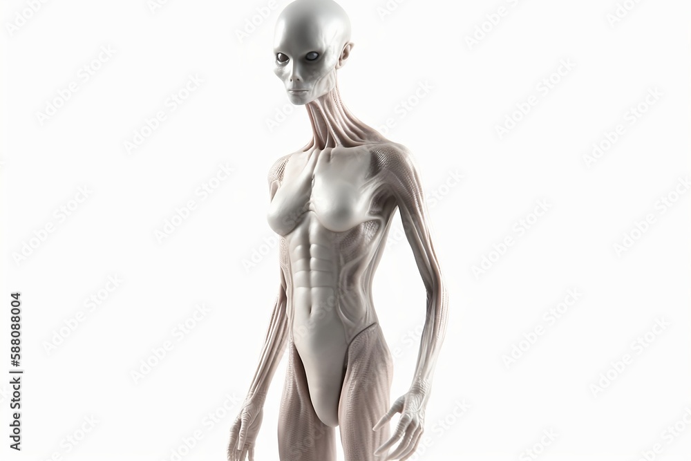 3d rendered illustration of a female alien on a white background, generated ai 3d rendered illustration of a female alien on a white background, generated ai