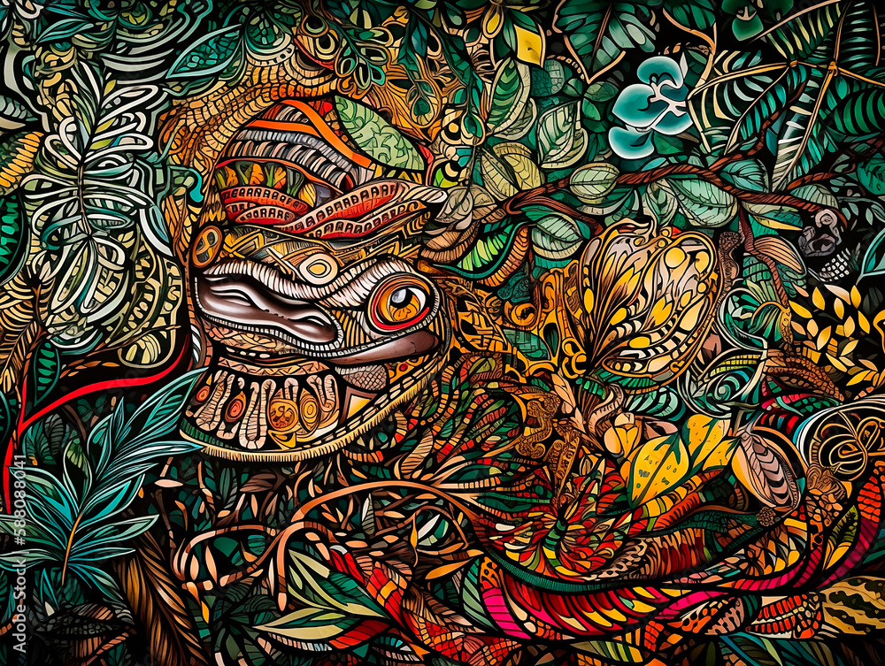 Estampas Psicodélicas Inspiradas na Ayahuasca com Cores Vibrantes e Desenhos Místicos, Perfeitas para Estimular a Imaginação em Design Gráfico, Decoração de Ambientes, criado por IA generativa Estampas Psicodélicas Inspiradas na Ayahuasca com Cores Vibrantes e Desenhos Místicos, Perfeitas para Estimular a Imaginação em Design Gráfico, Decoração de Ambientes, criado por IA generativa