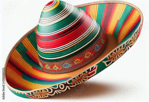 A colorful sombrero with a patterned band. Cinco de Mayo. Generative AI