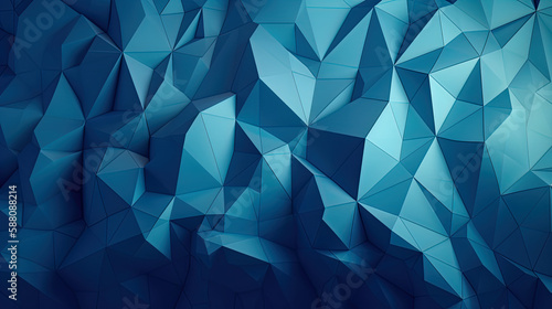  Abstract digital geometric background, blue color, Generative AI illustration 