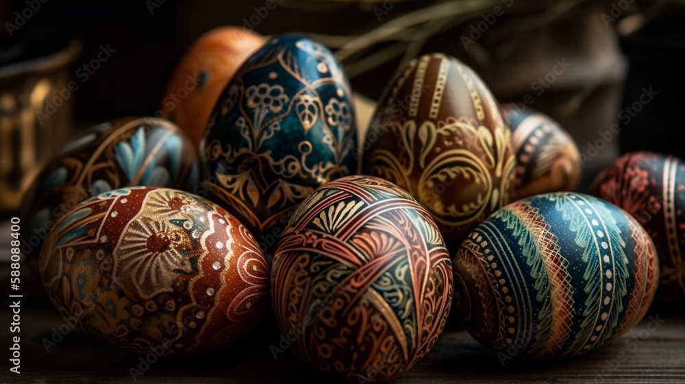 Easter eggs, happy easter, bunny, Generative AI Easter eggs, happy easter, bunny, Generative AI