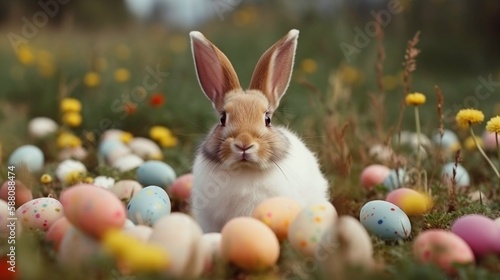 Easter eggs  happy easter  bunny  Generative AI