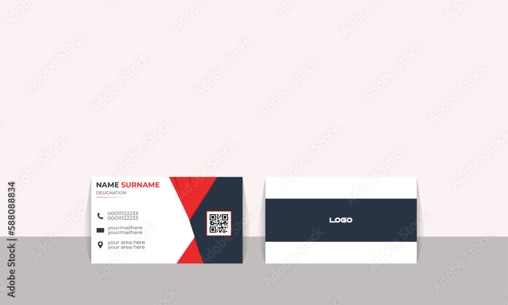New Business Card design. New corporate business card design double sided business card design. Vector illustrator QR Code Print ready CMYK Colour mood abstract vector card design  blue red colour.