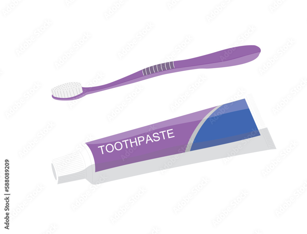 Toothbrush and toothpaste vector isolated illustration Toothbrush and toothpaste vector isolated illustration