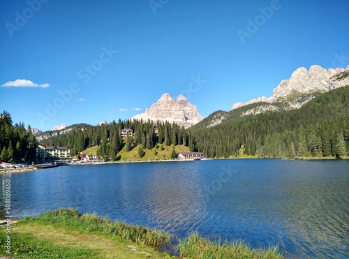 lake and mountains dolomites