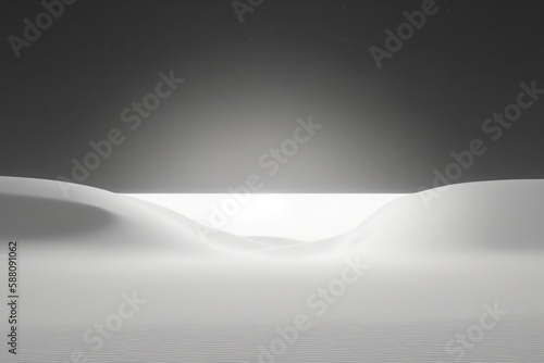 White sand minimalist scenery. Calm and minimal mood portrait. Generative AI.