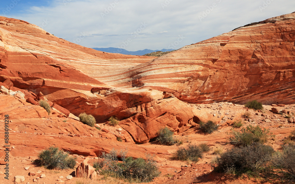 Side view at Fire Wave - Valley of Fire State Park, Nevada Side view at Fire Wave - Valley of Fire State Park, Nevada