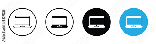 laptop icon set. line and flat style icon symbol sign collections, vector illustration