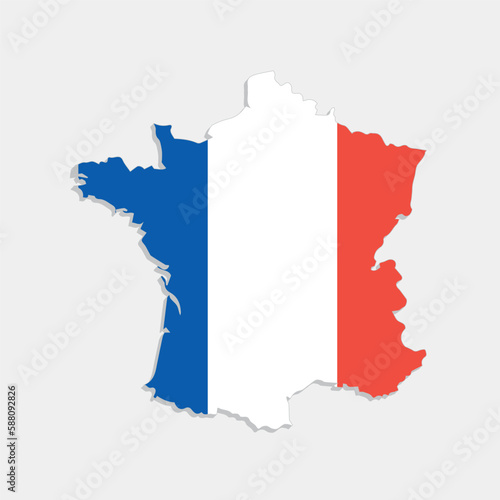 france map with flag on gray background