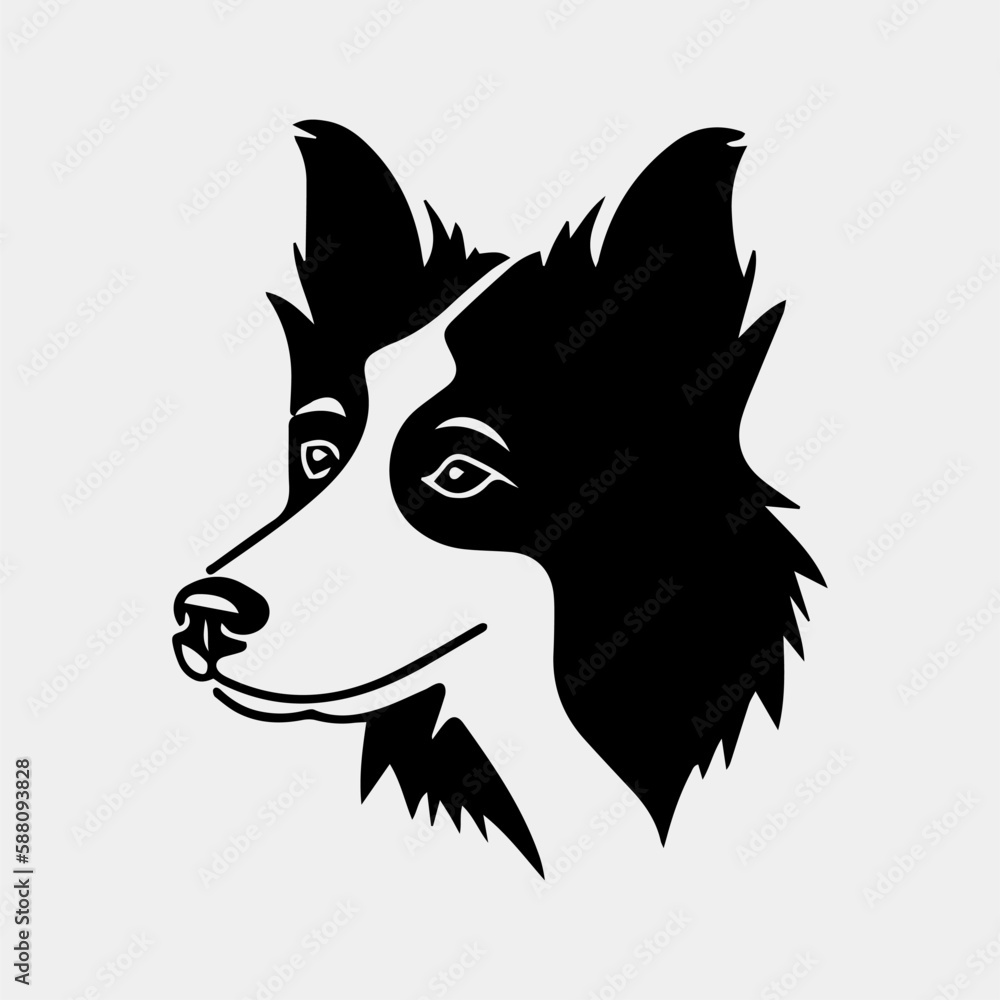 Naklejka premium Border Collie Dog head logo icon vector. Dog face simple design.