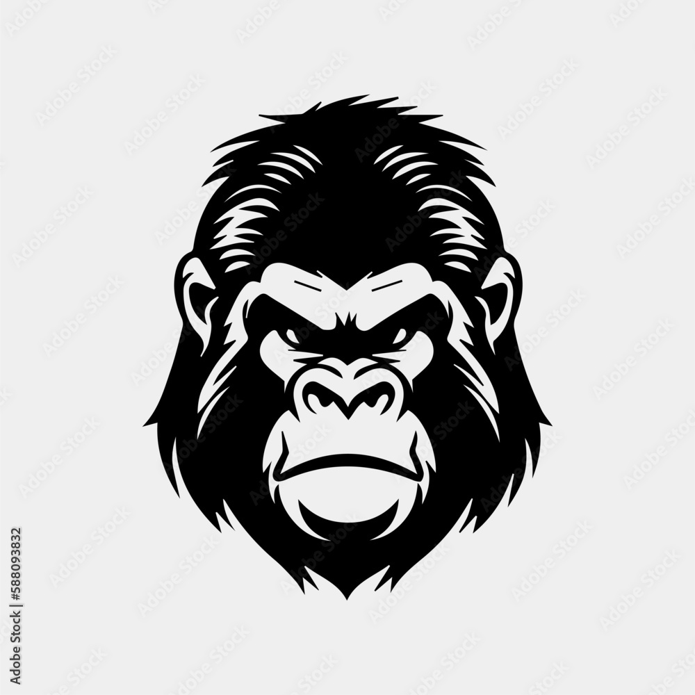 Fototapeta premium Angry Gorilla head vector illustration for logo, symbol and icon