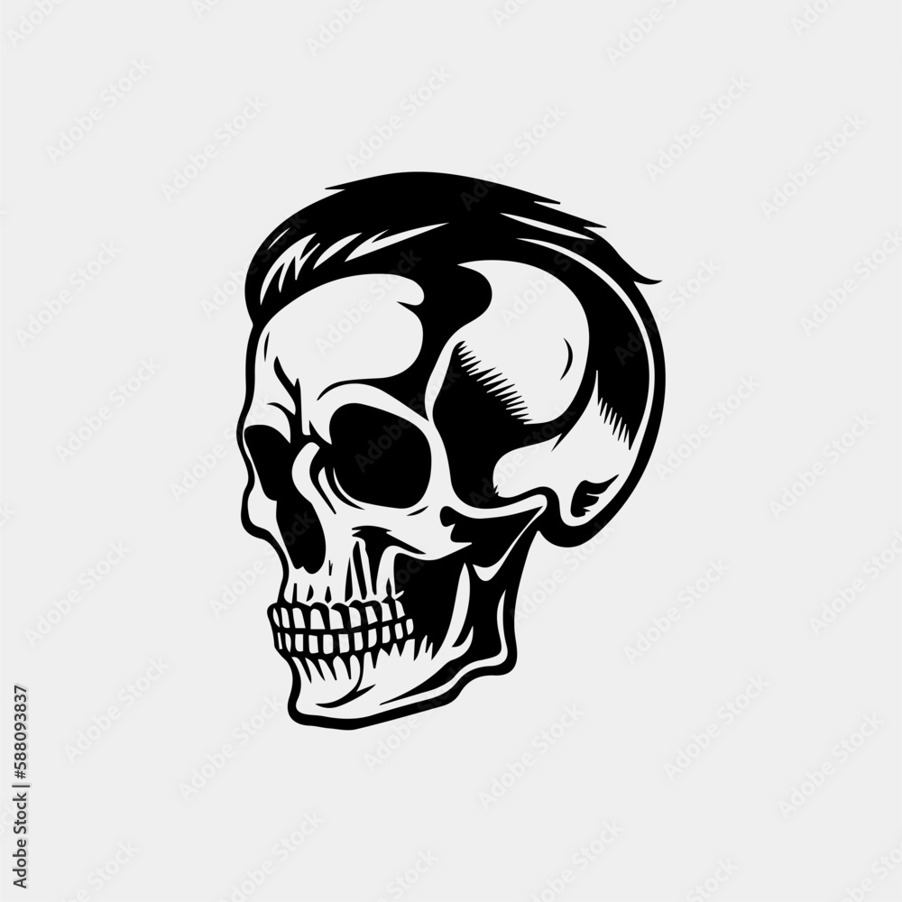 Vector skull of hipster. Abstract silhouette of a human skull