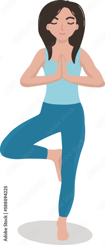 Picture of woman on sport wear doing yoga mesitation namaste vector illustration Picture of woman on sport wear doing yoga mesitation namaste vector illustration