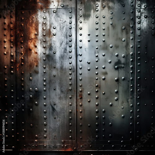 background with rivets, rusty surface, grunge, AI generated
