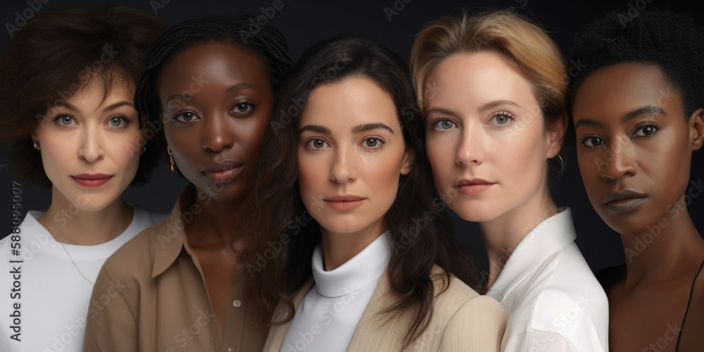 Fototapeta premium Geschäftsleute im Team Frauen Gesichter Multikulti Nahaufnahme, ai generativ