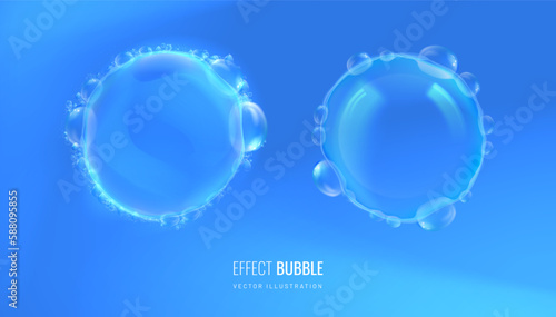 Soap foam bubble in a circle top view. Podium for detergent and texture of soapy water. Bubble shield for protection vector illustration.