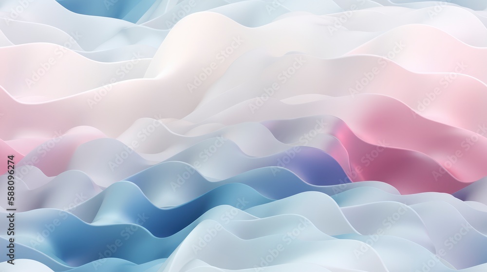 Obraz premium Soft Smooth Ocean Flow Wave, Red & White Gradient Pattern, Digital Silk Fabric Fluid Motion and Space Concept for Wallpaper Background, Luxury Curtain Weddings Valentine, generative ai