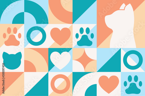 World Veterinary Day. Seamless geometric pattern. Template for background, banner, card, poster. Vector EPS10 illustration.