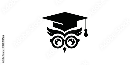 logo design owl with glasses and cap education illustration graduation icon
