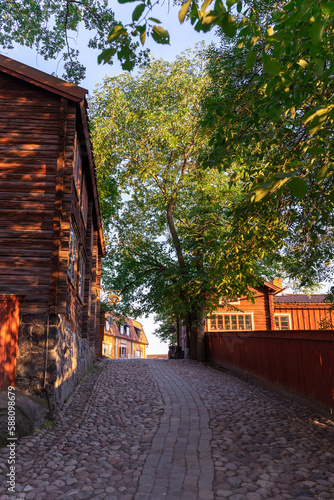 A traditional street of Skansen open air museum, Stockholm.