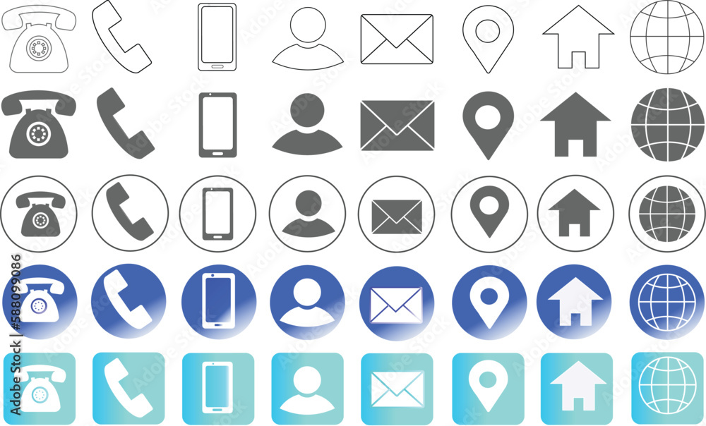 5 style Contact information icon in Vector Format, all are 40 Icons 5 style Contact information icon in Vector Format, all are 40 Icons