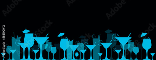 sfondo bicchieri da cocktail, aperitivo, drink, concetto di festa, icone, bar