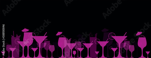 sfondo bicchieri da cocktail, aperitivo, drink, concetto di festa, icone, bar