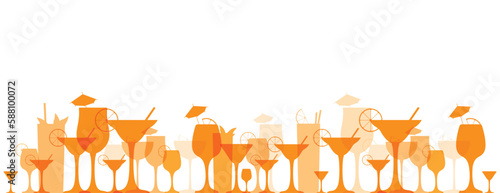 sfondo bicchieri da cocktail, aperitivo, drink, concetto di festa, icone, bar