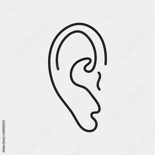Human Ear one line drawning. World deaf day sketch. Vector illustration