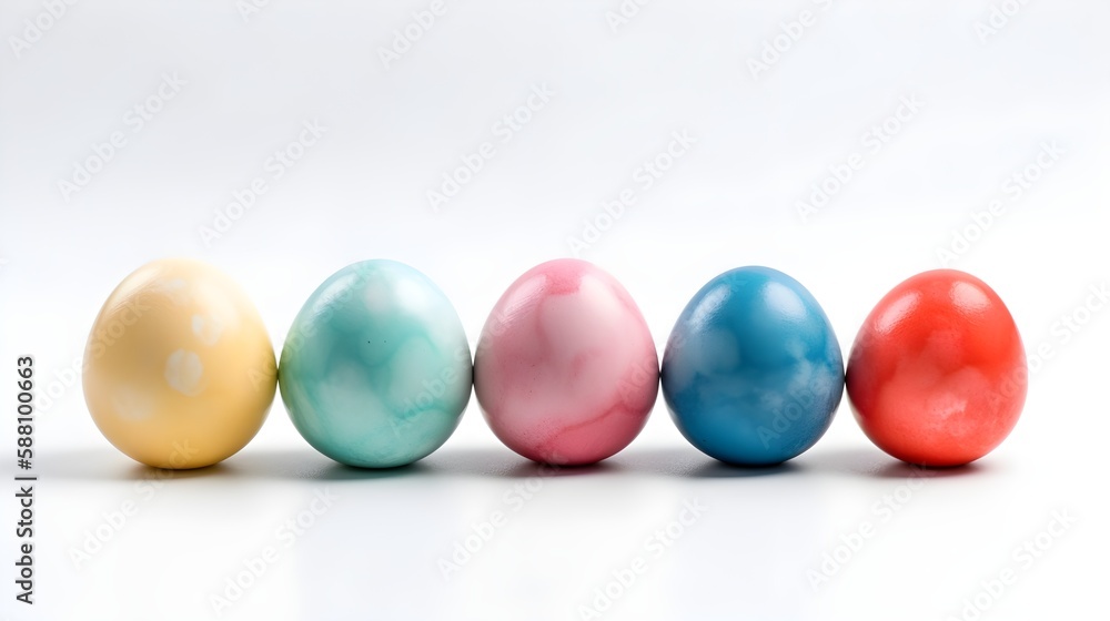 colorful easter eggs on a white background, generative ai colorful easter eggs on a white background, generative ai