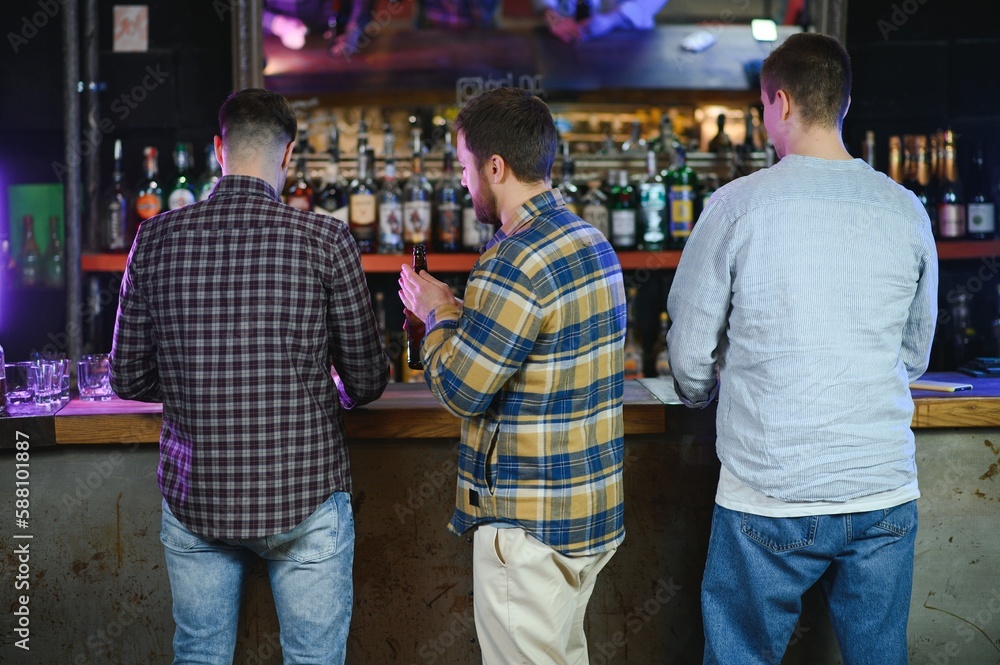 custom made wallpaper toronto digitalYoung men in casual clothes are talking, laughing and drinking while sitting at bar counter in pub