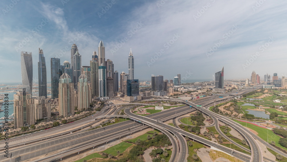 Dubai Marina highway intersection spaghetti junction all day timelapse