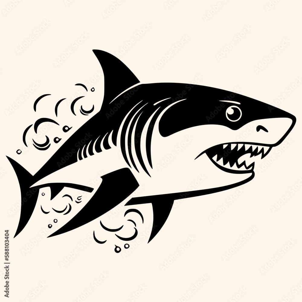 Shark vector for logo or icon, drawing Elegant minimalist style,abstract style Illustration Shark vector for logo or icon, drawing Elegant minimalist style,abstract style Illustration