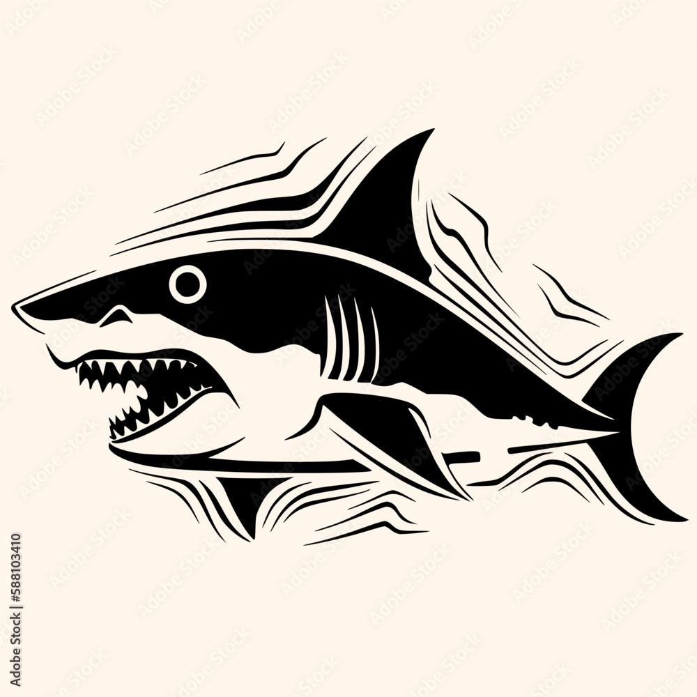 Shark vector for logo or icon, drawing Elegant minimalist style,abstract style Illustration Shark vector for logo or icon, drawing Elegant minimalist style,abstract style Illustration