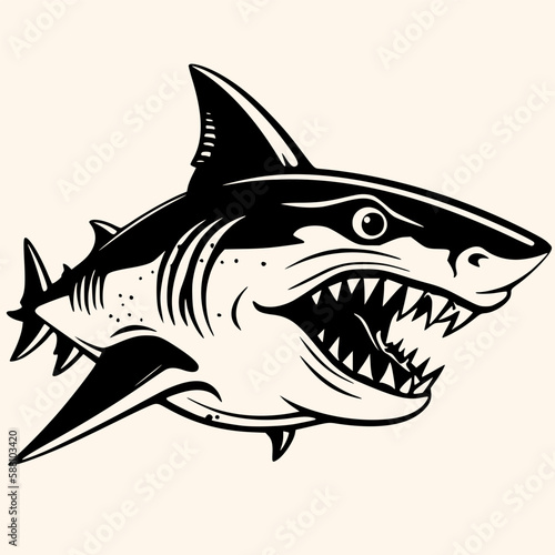 Shark vector for logo or icon  drawing Elegant minimalist style abstract style Illustration 