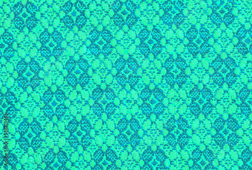 Illustration of a fragment of the texture of a blue and white tablecloth made in the 1960s in Ukraine. Traditional national ornament.