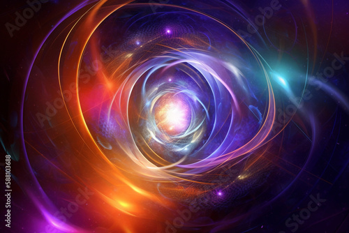 Transcendental chakras space meditation futuristic colorful background. Generative AI