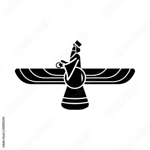 aravahar symbol, faravahar icon. Element of religion symbol illustration. Signs and symbols icon can be used for web, logo, mobile app, UI, UX photo