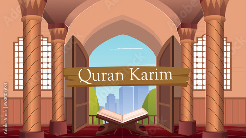 The Holy Quran and stand in the mosque vector 