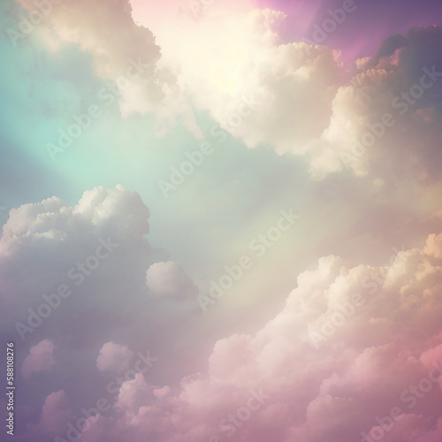 Colorful pastel colored sky clouds soft colors background, a soft cloud background with a pastel colored orange to blue gradient. fantasy dreamy element design