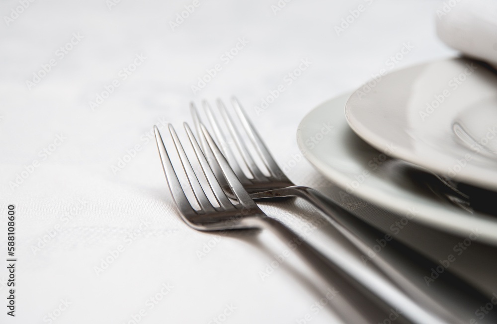 Table setting. Food forks close up