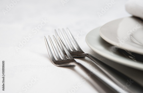 Table setting. Food forks close up