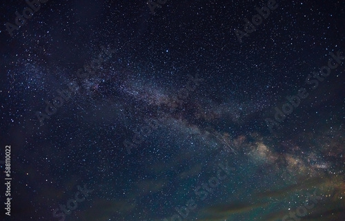 Majestic bright starry sky over the head. Long exposure shot.