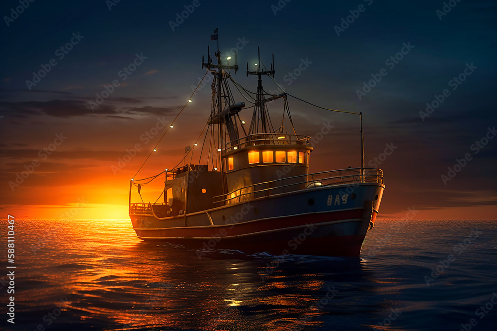 Bering Sea fishing for crabs . AI generativ. Bering Sea fishing for crabs . AI generativ.
