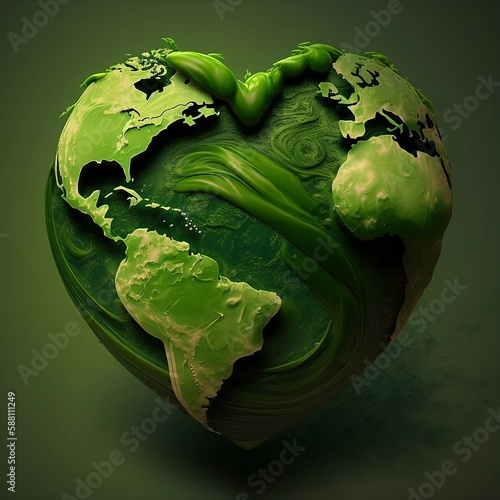 World Earth day concept. 3d paper cut eco friendly design. Vector illustration. Paper carving Earth map shapes with shadow. Save the Earth concept. Made with Generative AI