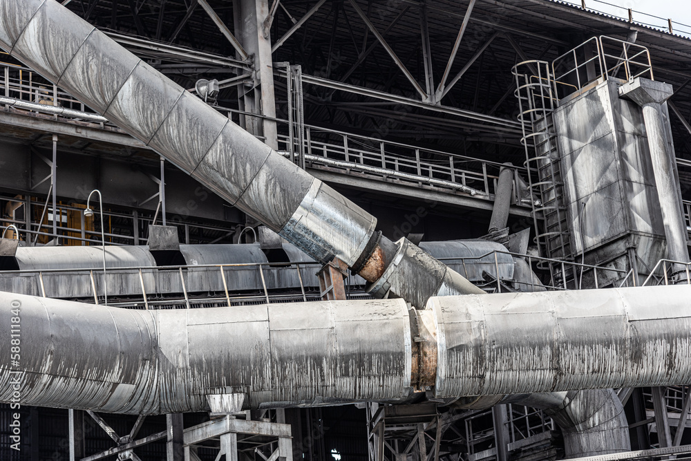 Industrial equipment, constructions, power machines in oil refinery plant