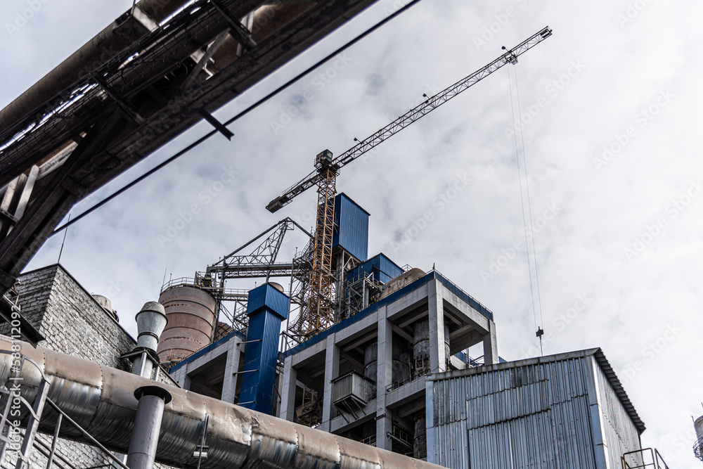 Industrial equipment, constructions, power machines in oil refinery plant Industrial equipment, constructions, power machines in oil refinery plant