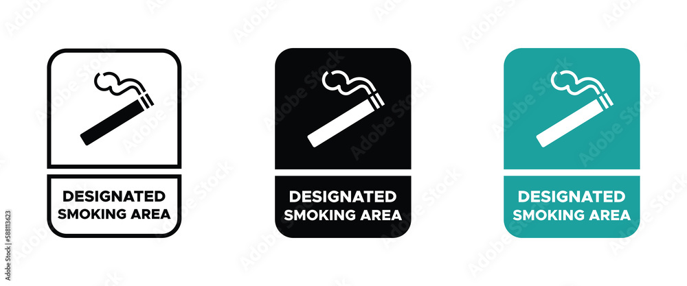 Designated smoking area vector signs set Designated smoking area vector signs set